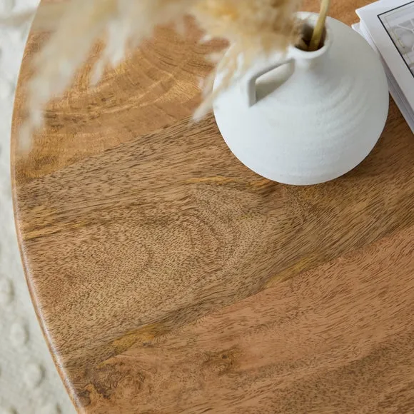 Khari Round Coffee Table, Midtone Mango Wood 4