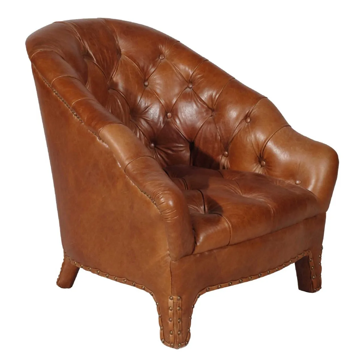 Timothy Oulton Branco Tub Chair, Brown Leather | Barker & Stonehouse 2