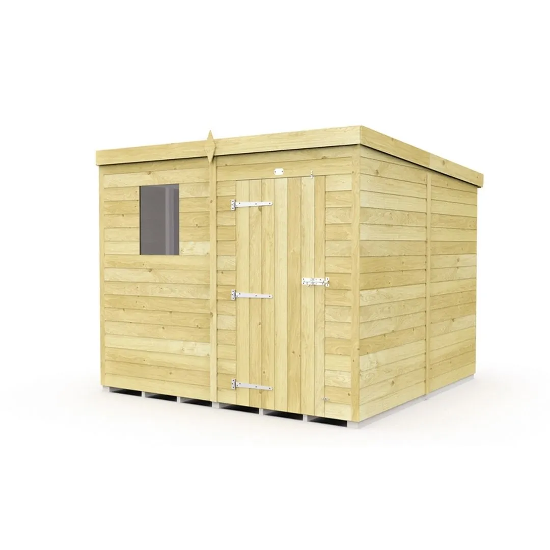 Buttercup Farm 7 x 8 Feet Pent Shed - Single Door W/ Windows - L231 x W214 x H201 cm in Brown