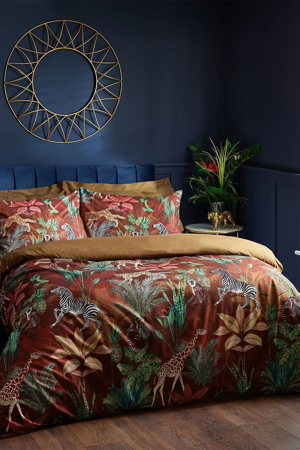 Wylder Aranya Exotic Animal Velvet Duvet Cover Set in Orange 2