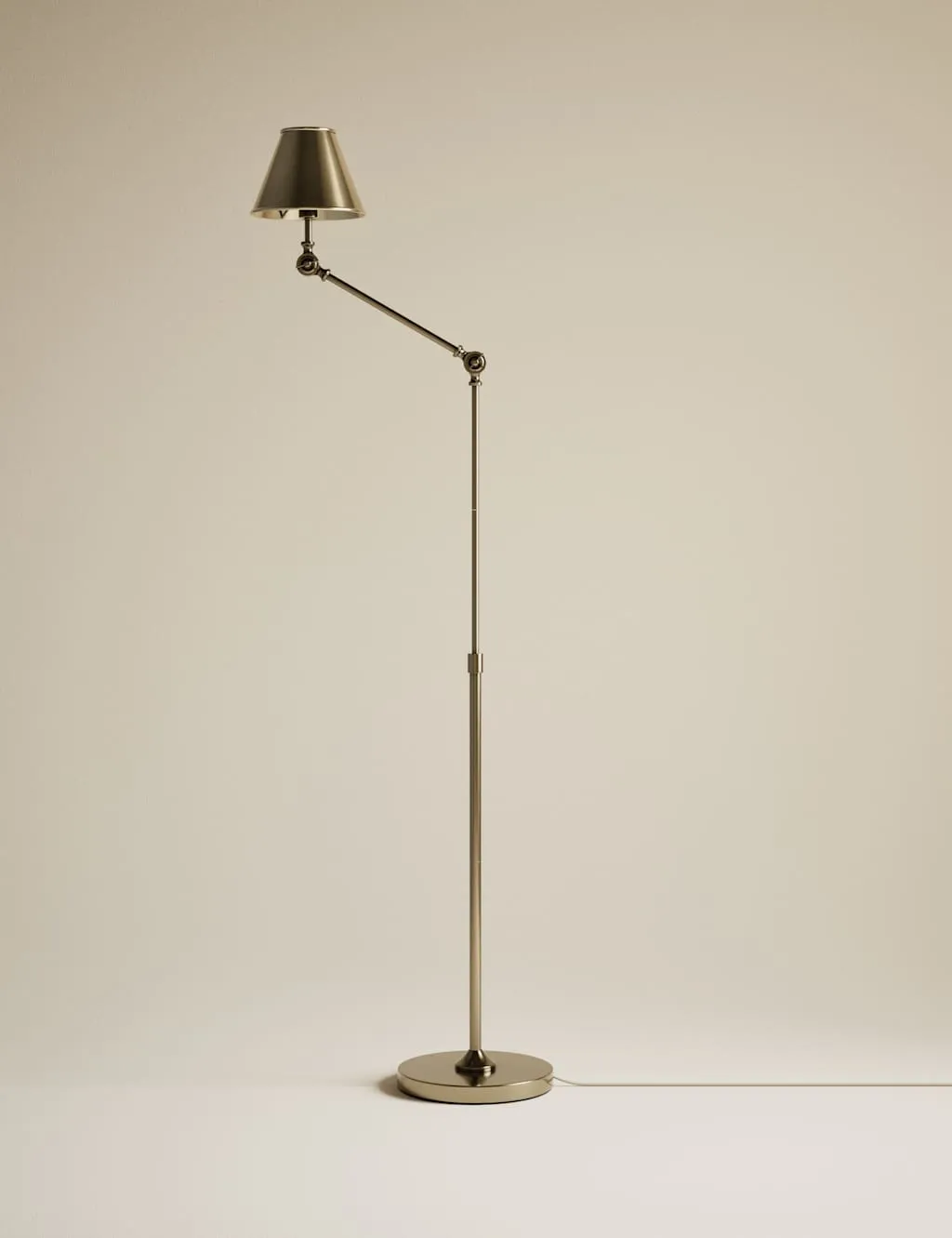 M&S Brass Hat Adjustable Floor Lamp Antique Brass