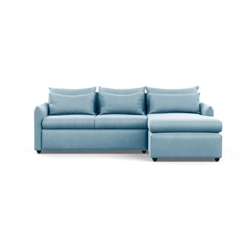 Heal's Pillow Medium Right Hand Corner Chaise Sofa Bed Varese Velvet Sky