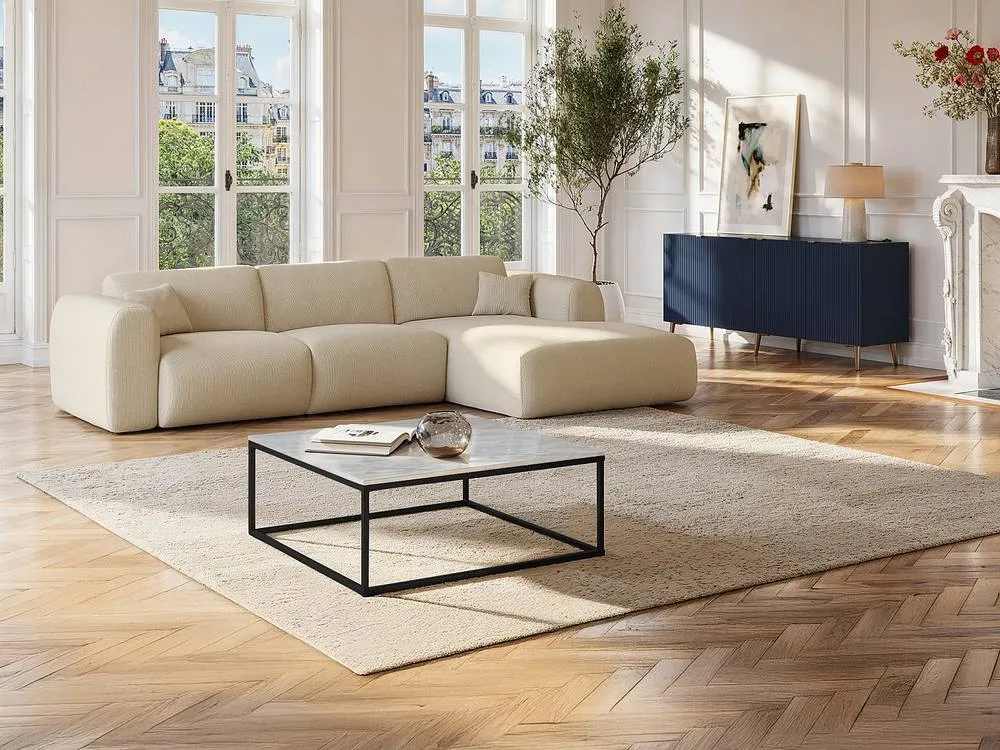 Vente-unique Designer Coffee Table - Marble & Metal - White & Black - ARETHA 3