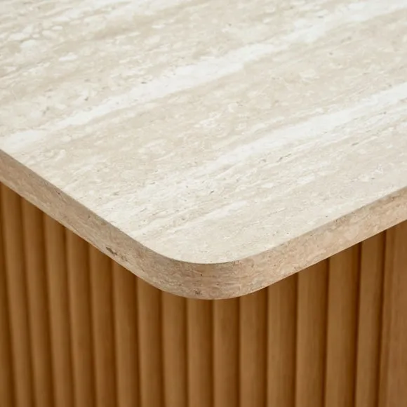 Lucin Travertine Effect 6 Seater Rectangle Dining Table 3