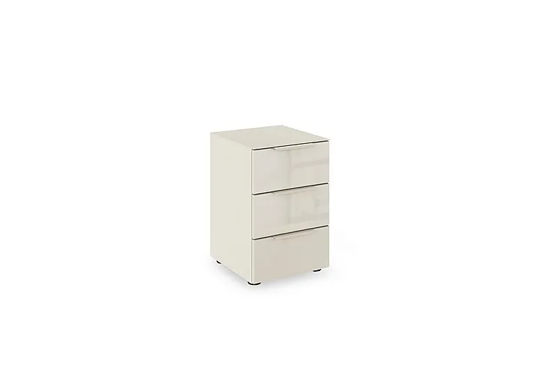 Haven 3 Drawer Bedside Cabinet with Glass Top and Front