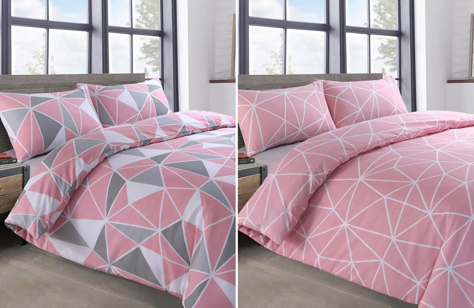 Velosso Saxton Twin Pack Set Duvet Cover & Pillowcase Set - Printed Cotton Rich in Pink