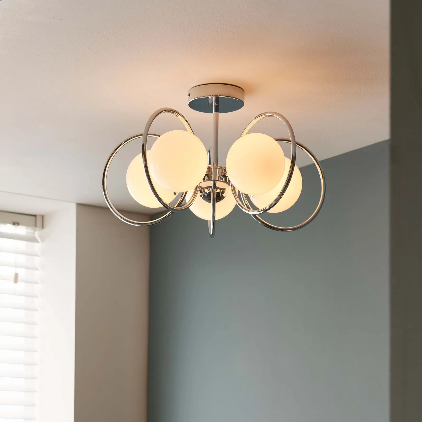Vogue Oneida 5 Light Semi Flush Ceiling Fitting White