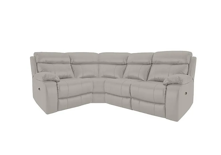 Moreno Small Leather Manual Recliner Left Hand Facing Corner Sofa - Silver Grey