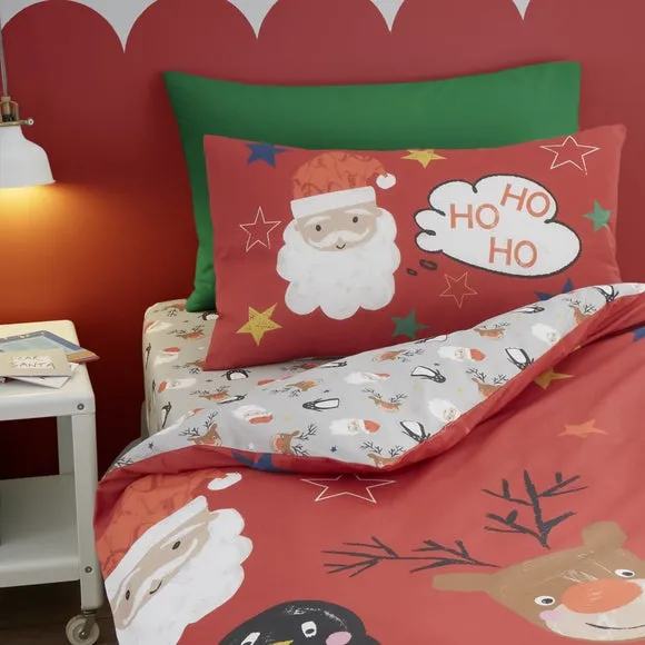 Bedlam Ho Ho Ho Red Duvet Cover & Pillowcase Set 2