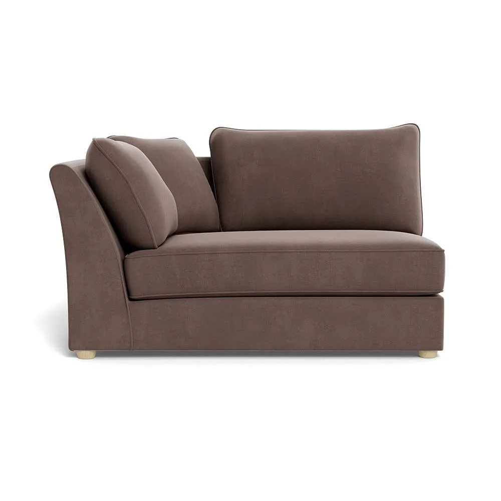 Heal's Tailor Large Curved Left Hand Facing Corner Unit Smart Velvet Mouse Natural Feet