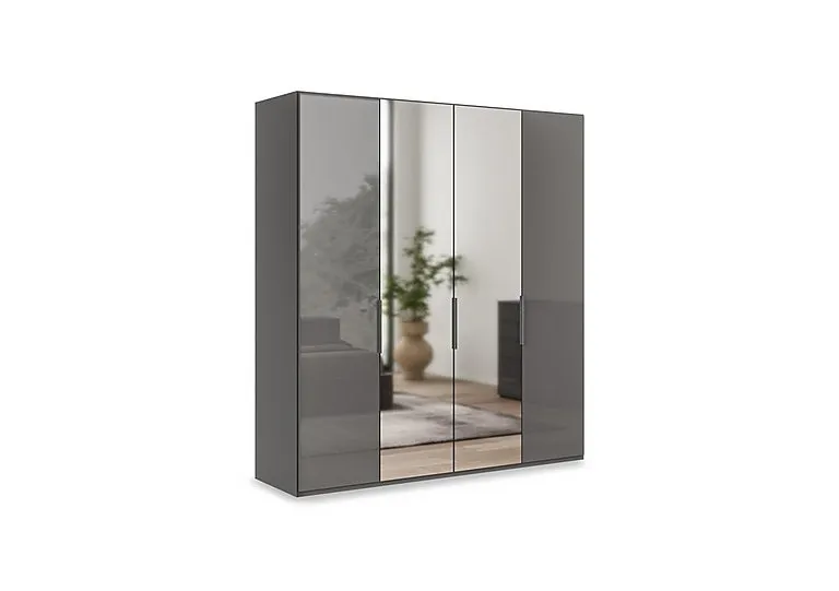 Amara 200cm 4 Door Bifold Wardrobe with 2 Glass and 2 Mirror Doors - Lava