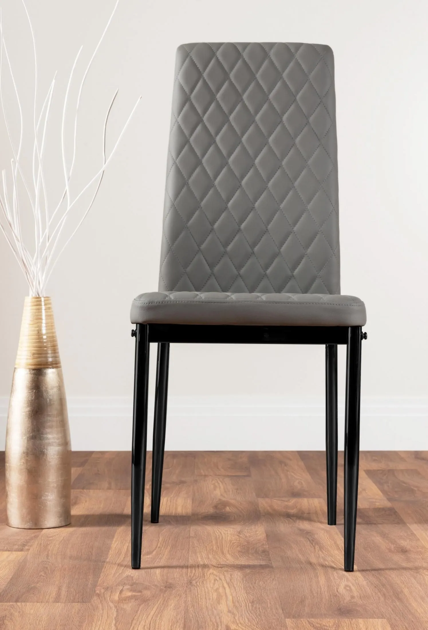FurnitureboxUK Giovani 4 Grey Dining Table & 4 Milan Black Leg Chairs 6