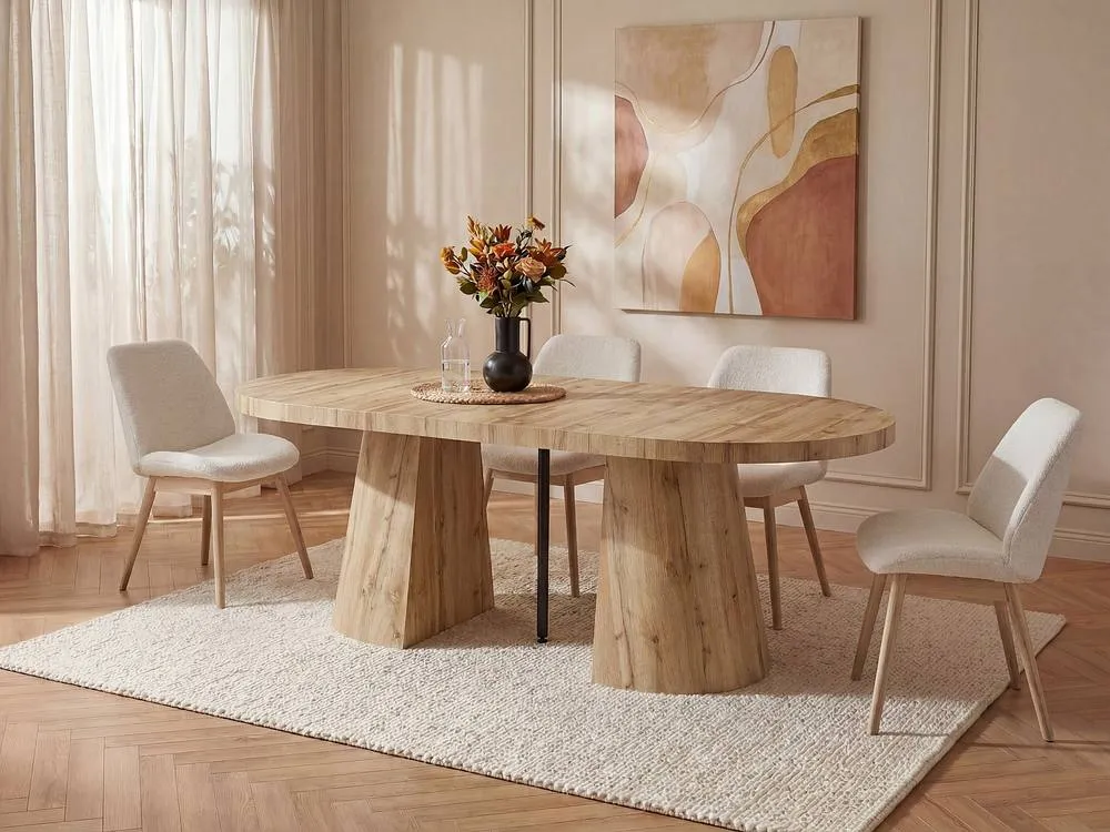 Vente-unique 6 +12 Seater Extendable Dining Table In MDF - Light Natural - CLOEVA in Light Oak 3