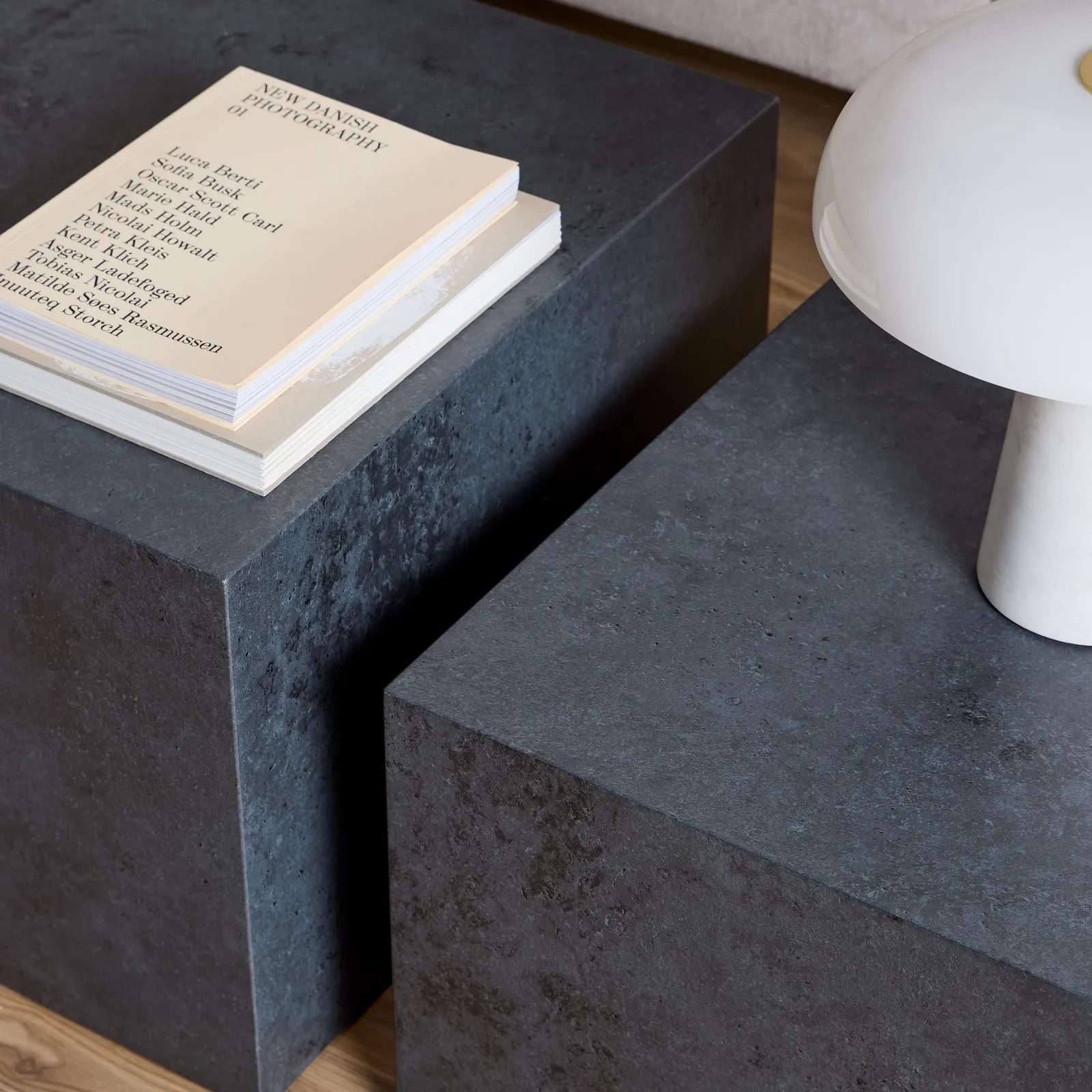 Furniture To Go Dice Square Coffee Table Set in Black Ocean Rough Paper 5