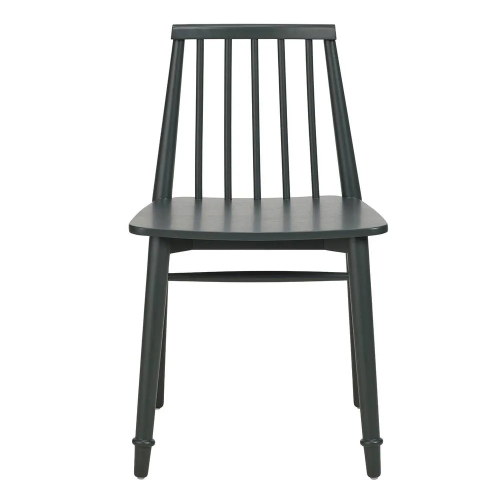 Statement Furniture Queensbury Wooden Dining Chair with Slatted Back in Bottle Green 2