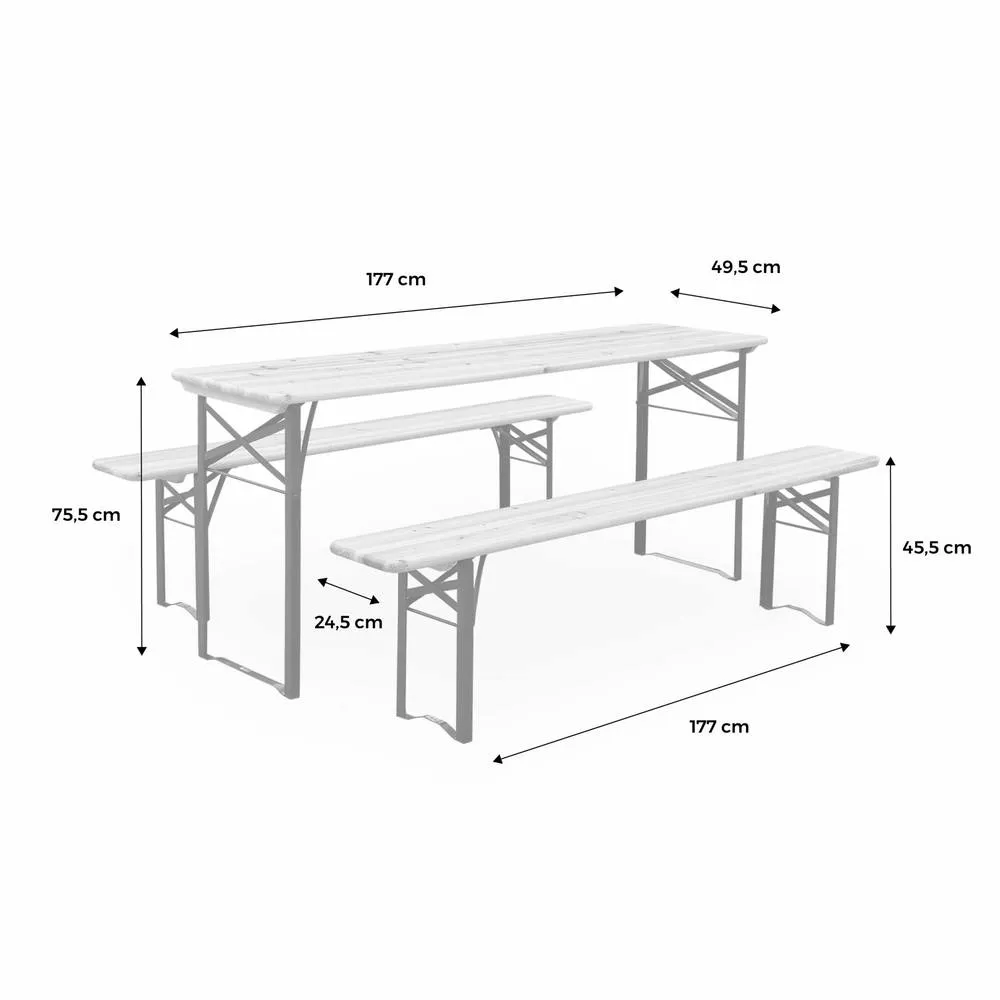 sweeek 6-seater woden table + 2 folding benches in Beige 5