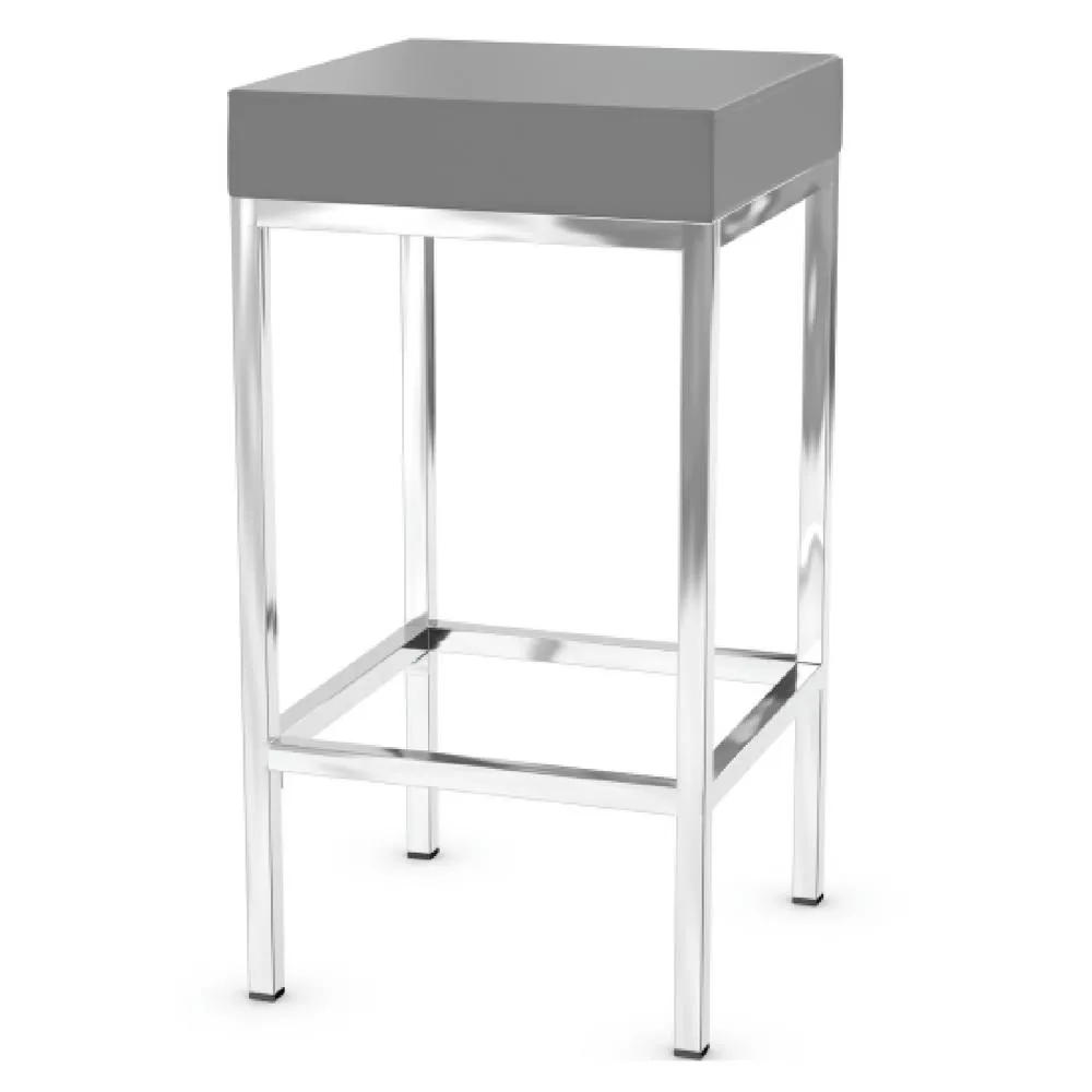 netfurniture Ernest Grey Padded Kitchen Bar Stool Chrome Frame Cube Fixed Height 6