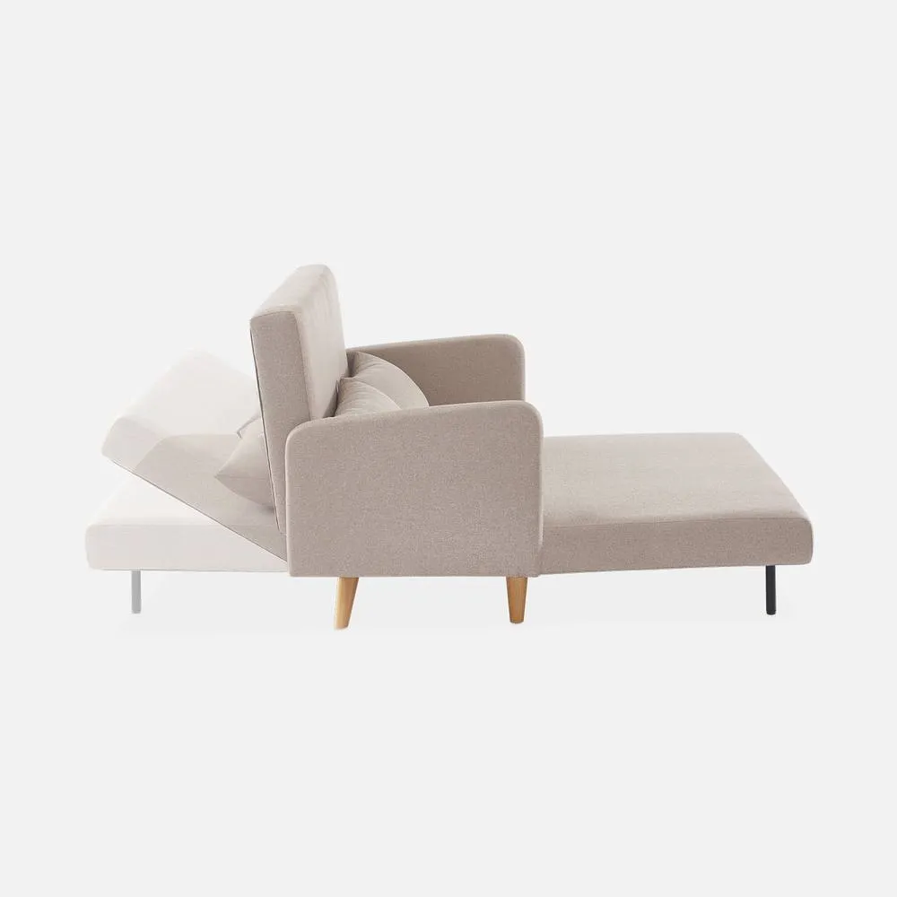 sweeek 2-seater Convertible Sofa Bed With Reclining Backrest in Beige 6