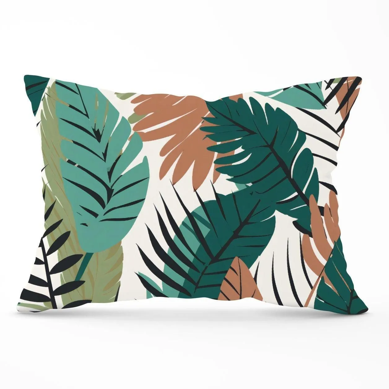 Warren Reed - Designer Tropical Floral Leaves Green Brown Cushions