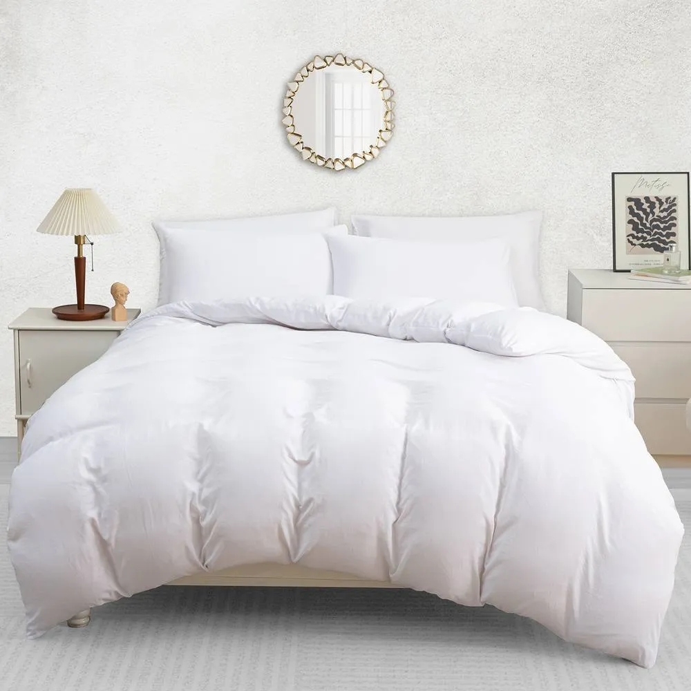Pamposh Pre Washed Microfibre Duvet Cover Set King Size Ultra Soft Quilt Covers in White