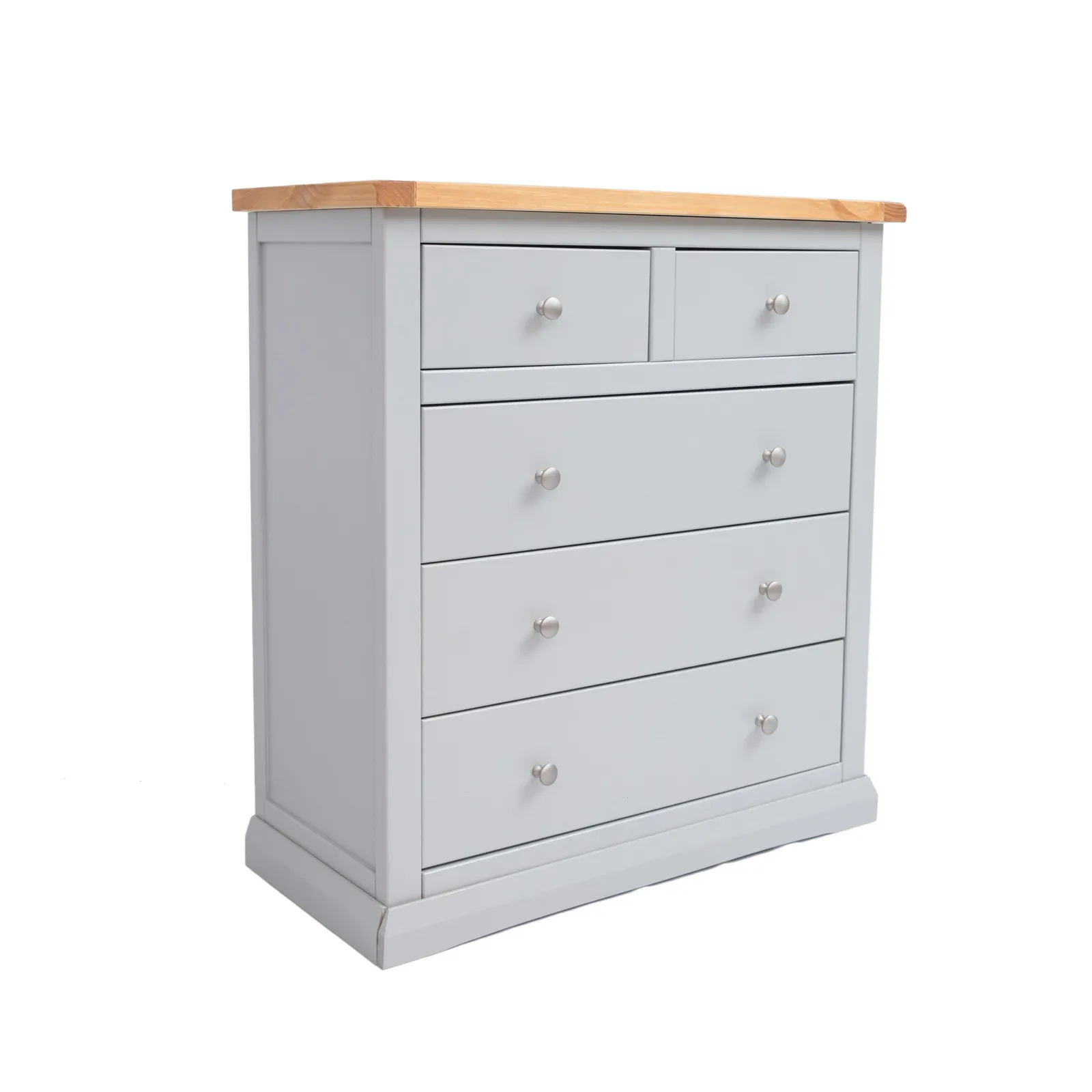Cabinet Bits Loreo 5 Drawer Chest of Drawers Chrome Knob in Light Grey 2
