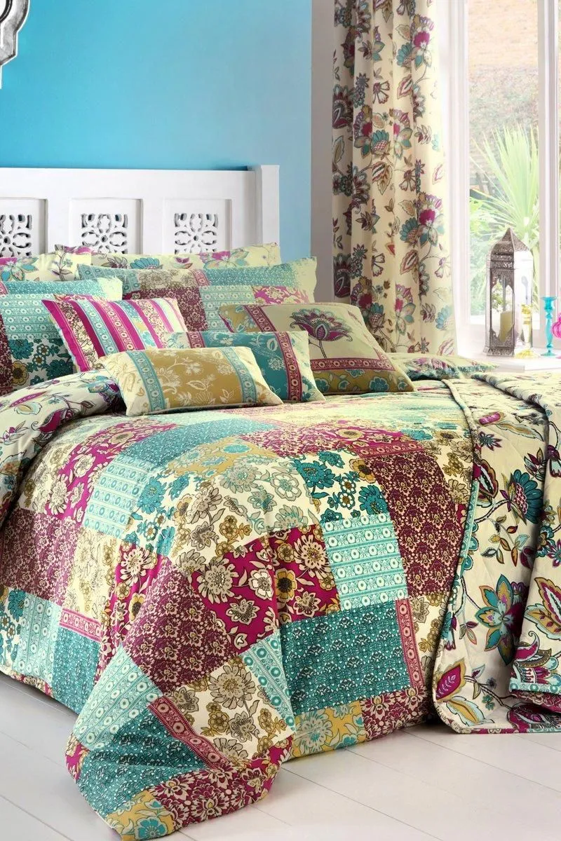 Dreams & Drapes 'Marinelli' Hand Painted Floral Print Duvet Cover Set in Teal 3