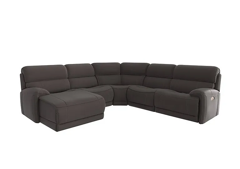 Link Fabric Left Hand Facing Corner Chaise Power Sofa - Dark Grey - Sofas and Armchairs - In Time for Christmas