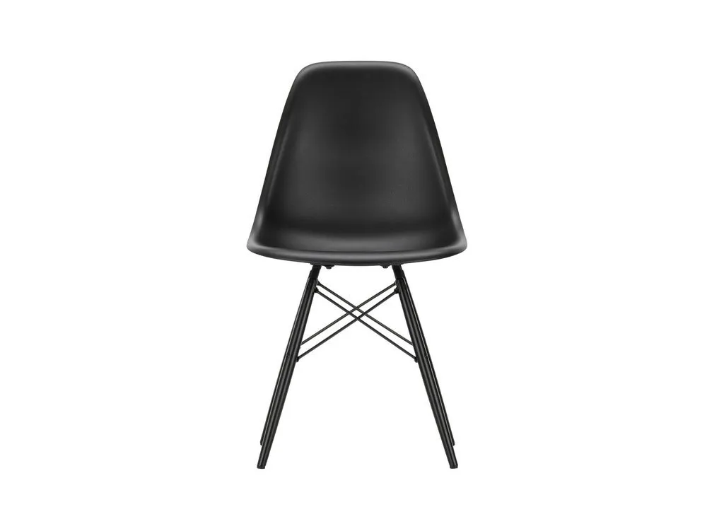 Vitra Eames DSW Side Chair New Height Deep Black Black Maple Base