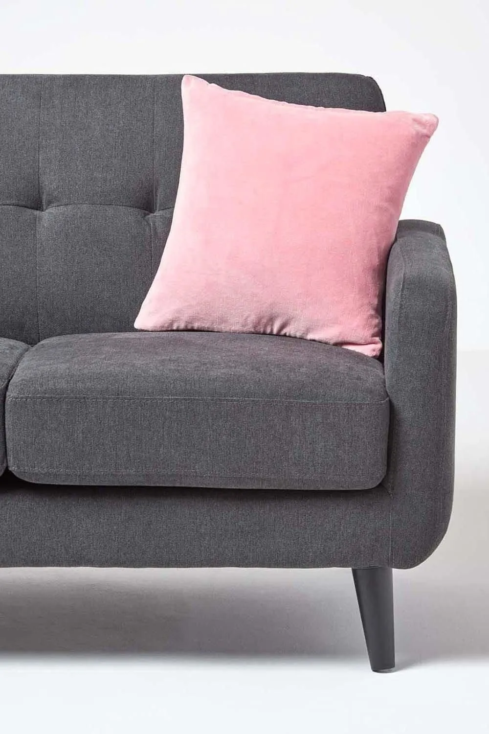 Homescapes Velvet Cushion Cover 100% Cotton, Soft & Machine Washable in Pink 4