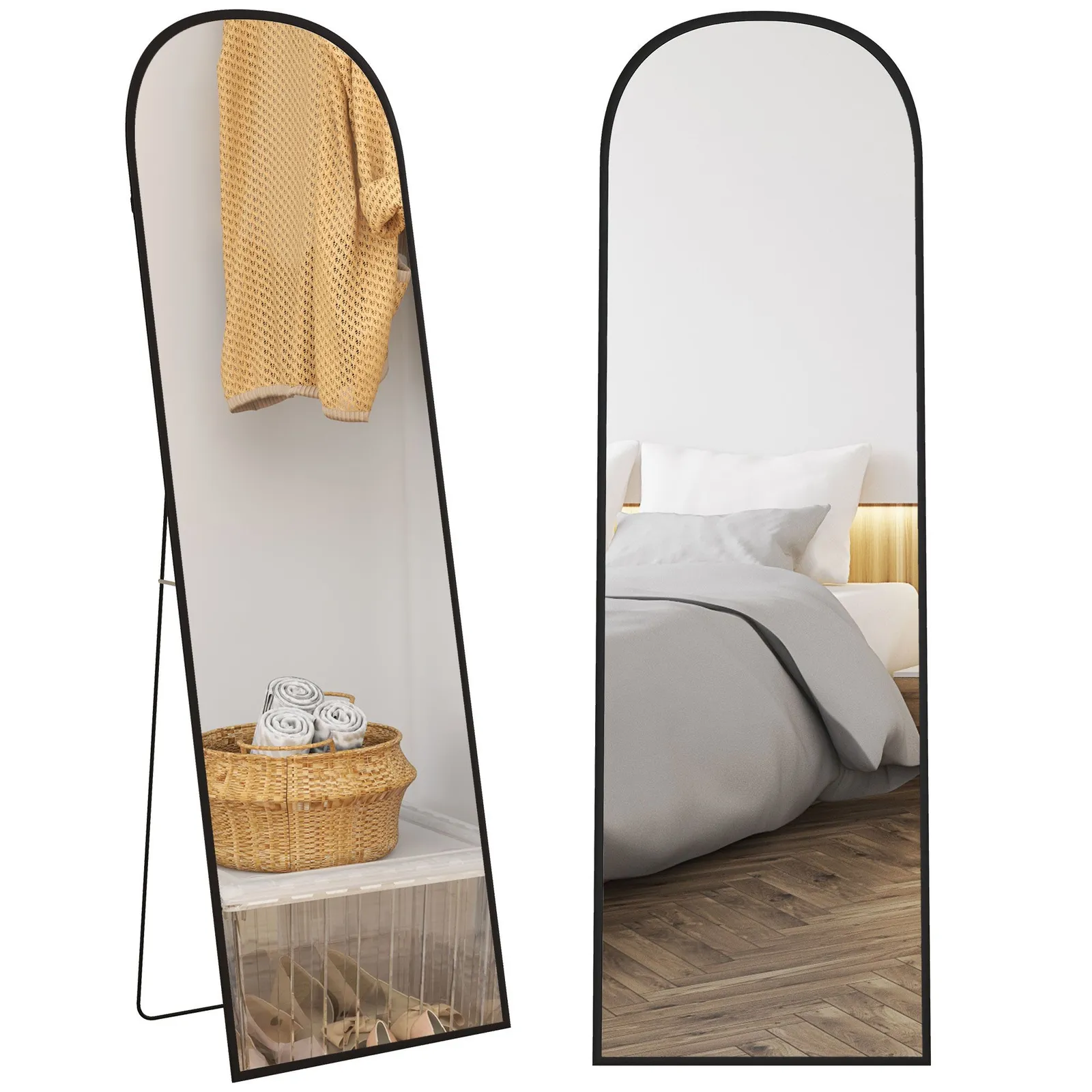HOMCOM Full Length Mirror Hanging or Leaning Freestanding Floor Mirror in Black 2