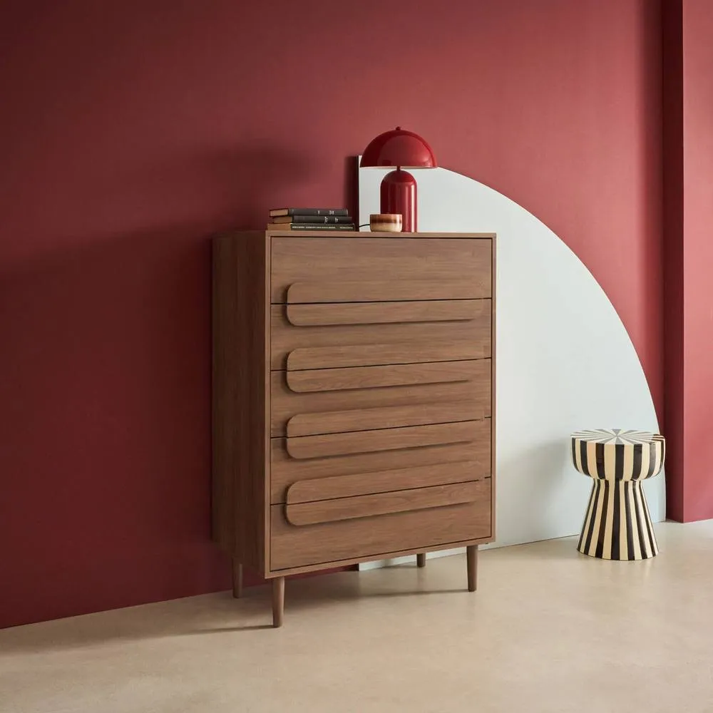 sweeek Vintage wood effect 5 drawer chest in Dark Brown 4