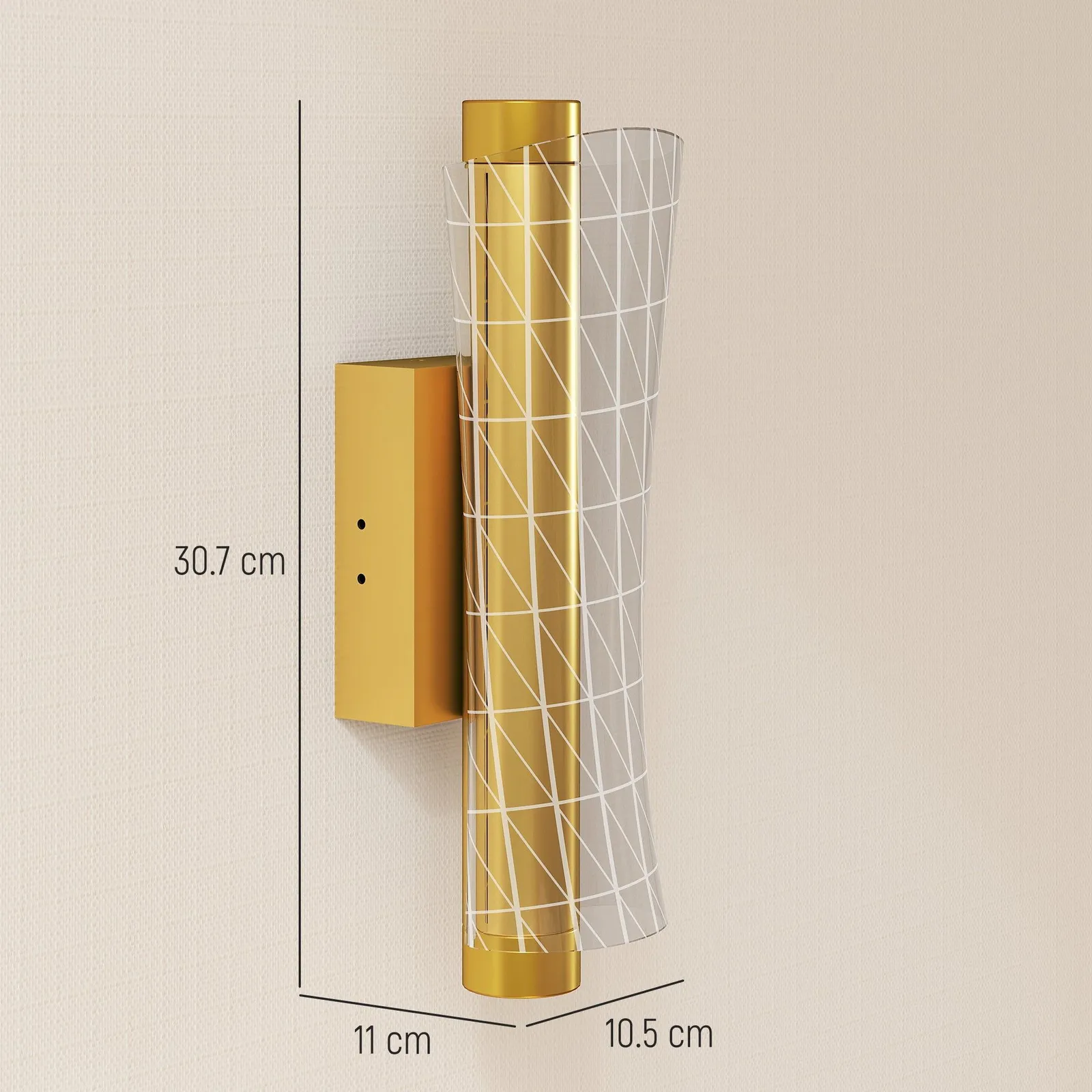 HOMCOM Led Wall Lamp 2 Pack, Modern Indoor Geometric Wall Light, Gold Tone 3