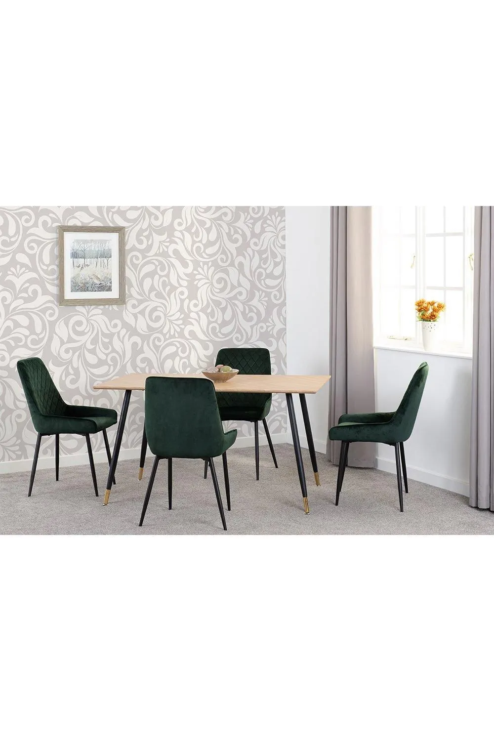 Seconique Hamilton Medium Dining Set with Avery Chairs in Green 1