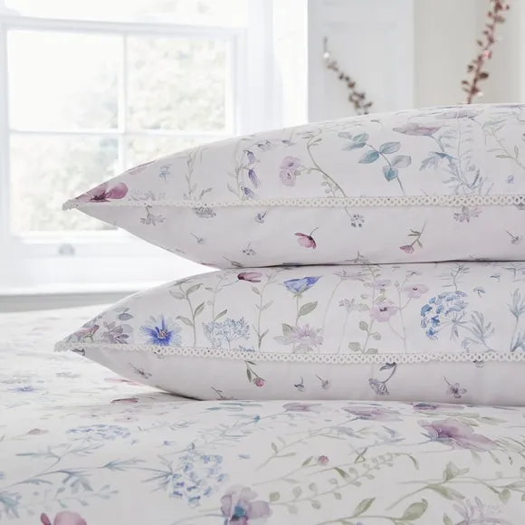Dorma Wildflower Mauve 100% Cotton Pillowcase Pair 2