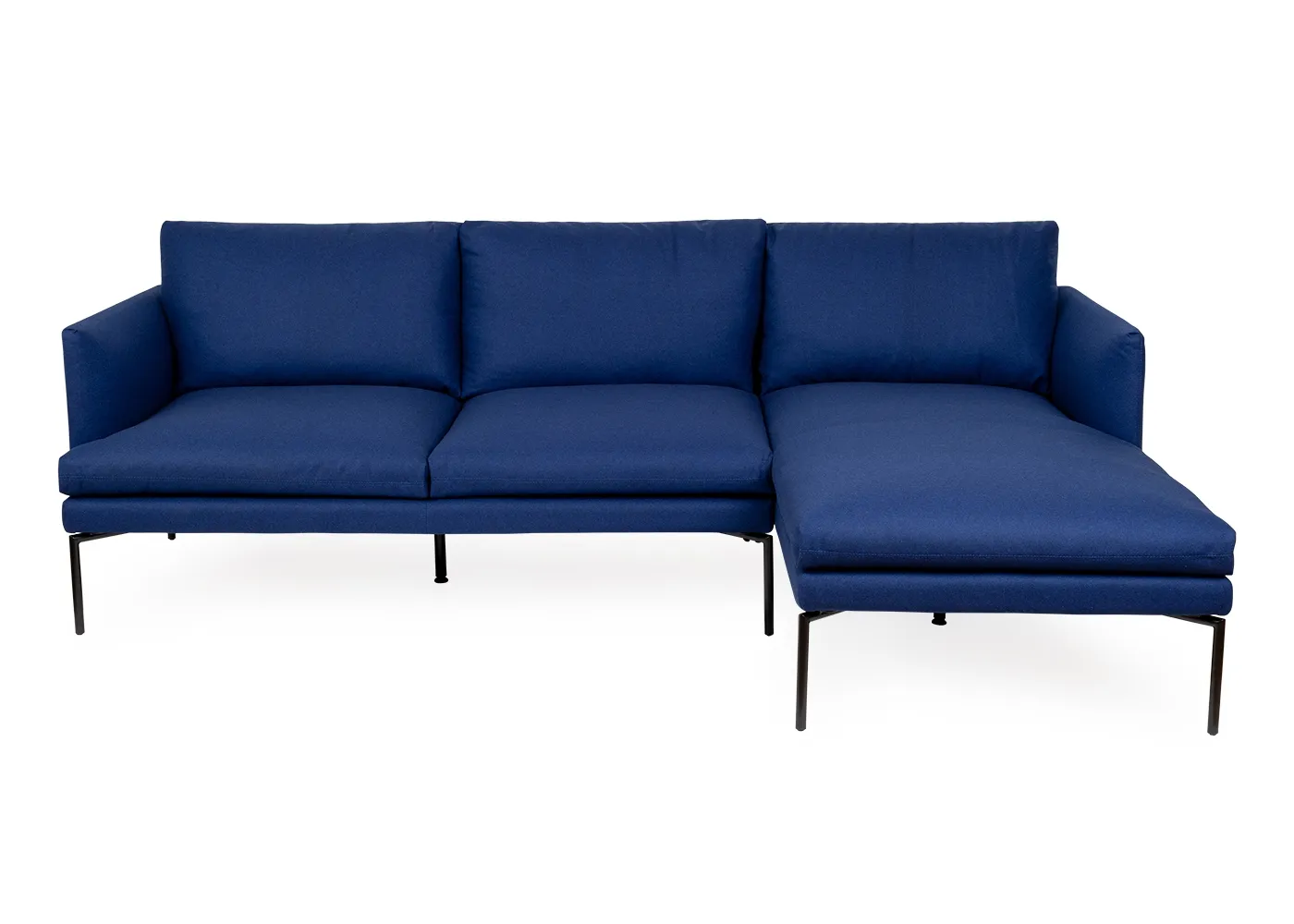 Heal's Matera Corner Chaise Sofa Right Hand Facing St Moritz Wool Blue Black Feet 1