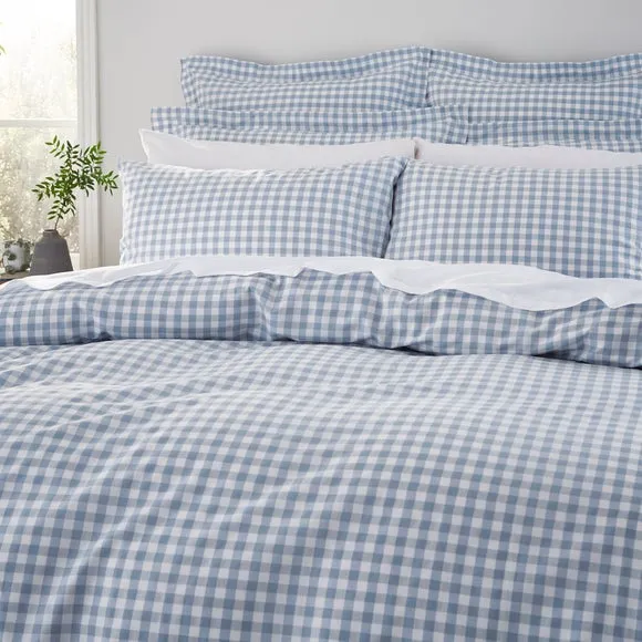 Portloe Woven Gingham 100% Cotton Duvet Cover & Pillowcase Set 3