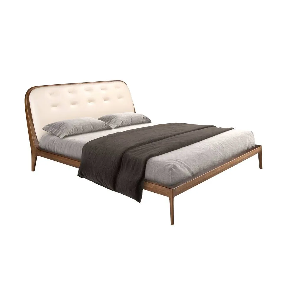Angel Cerda Leatherette King Bed 180x200 cm in Beige 6