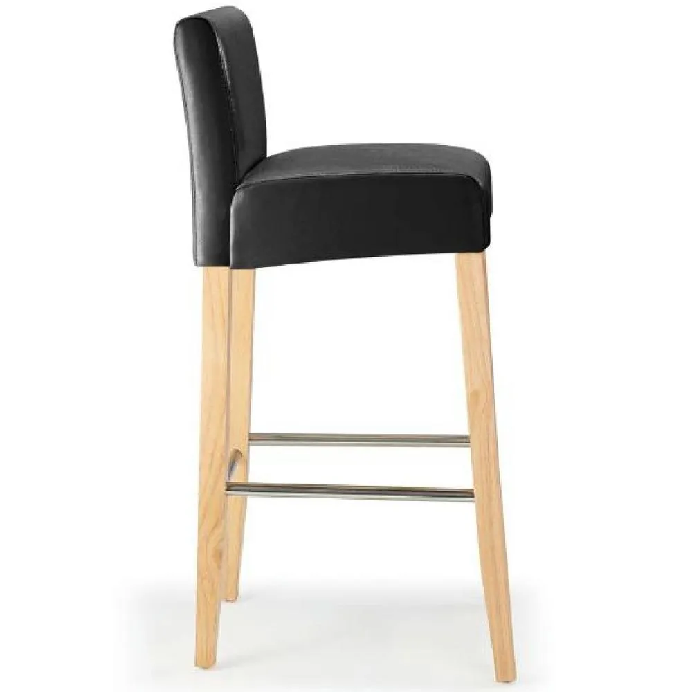 netfurniture Stenory Black Padded Kitchen Breakfast Bar Stool Wooden Frame & Legs 4