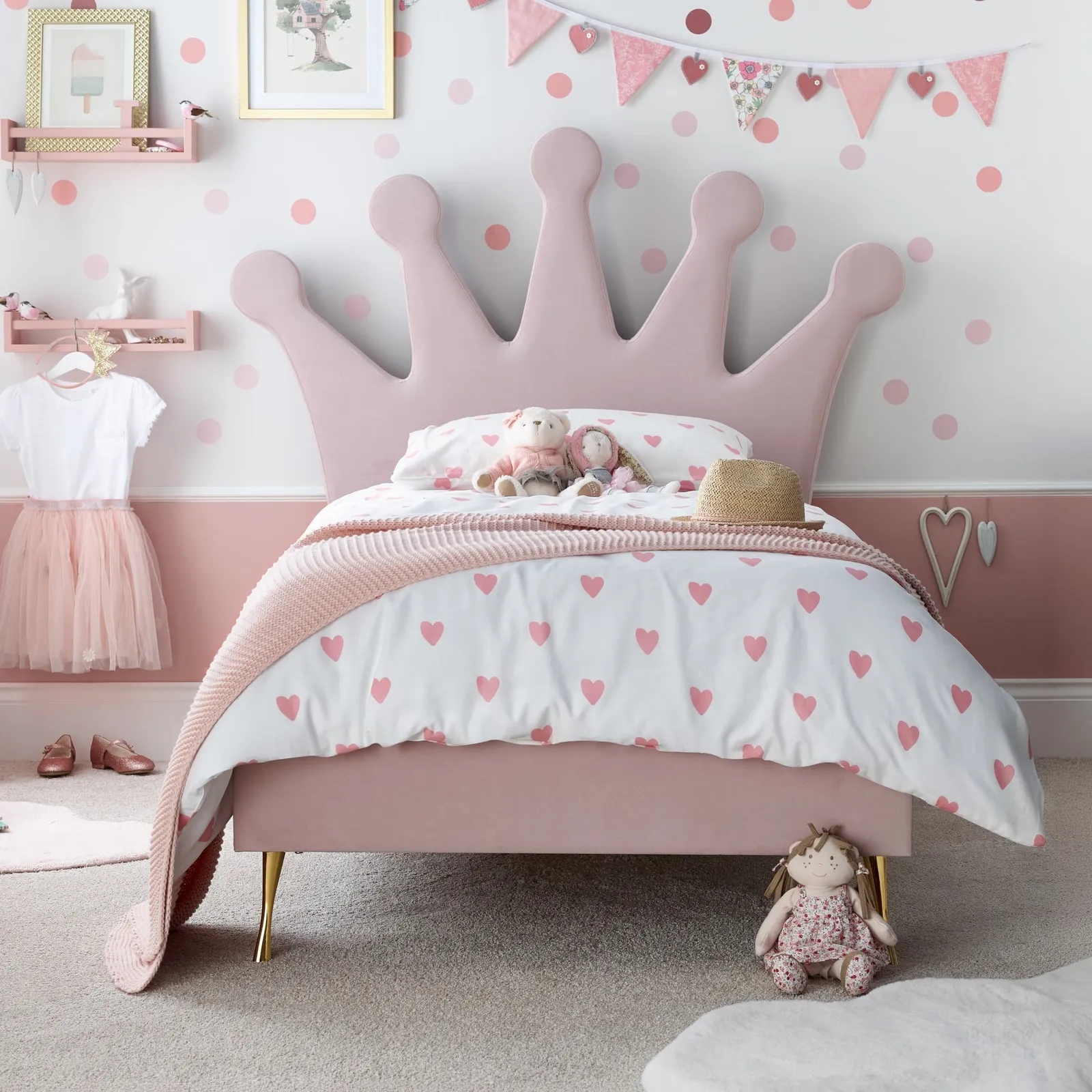 Princess - Kids’ Bed - Pink - Velvet - 3ft - Happy Beds