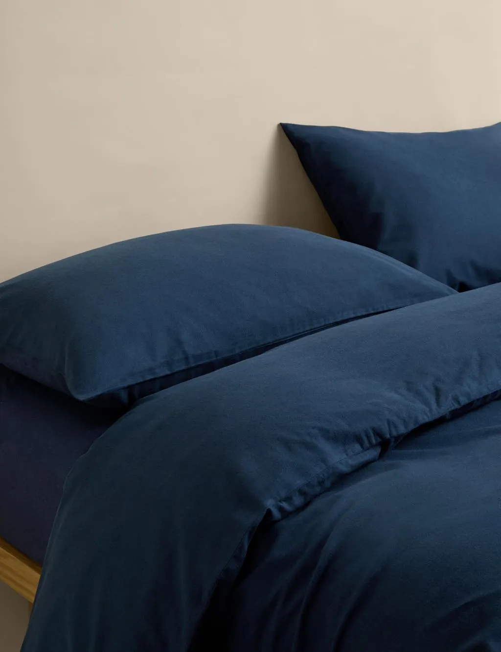 M&S Pure Cotton Brushed Bedding Set Navy