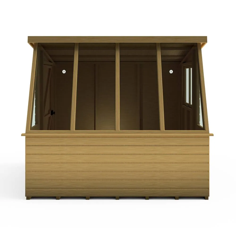 Shires Iceni 8x8' Potting Shed Pre Hung Doors with Opening Glass Side Window in Brown 2