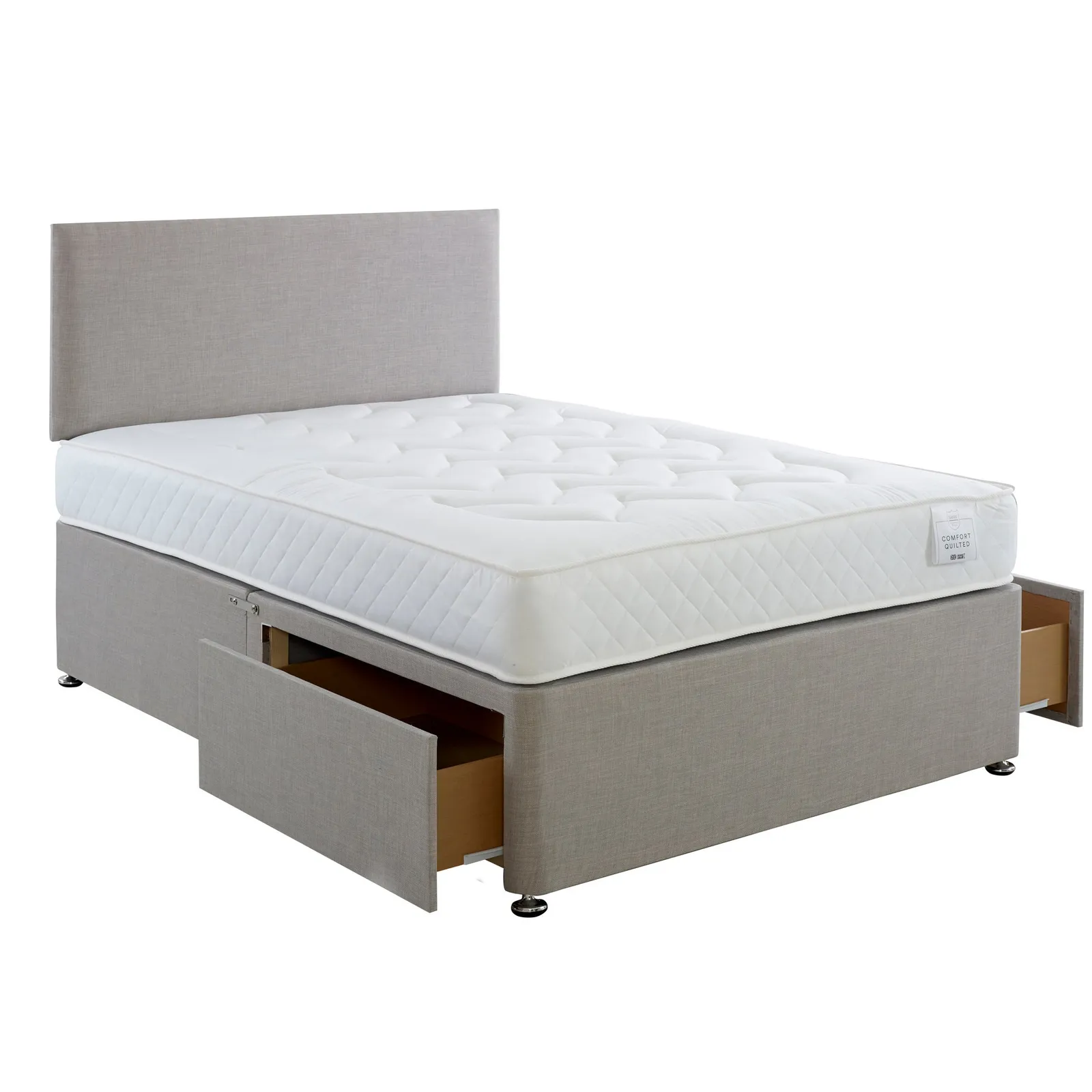 Comfort Divan Bed with Mattress Grey