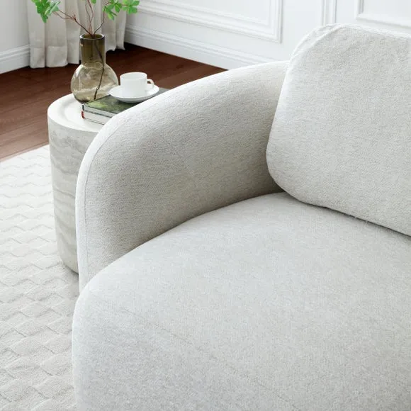 Max Natural Soft Chenille Curved Swivel Accent Chair 5