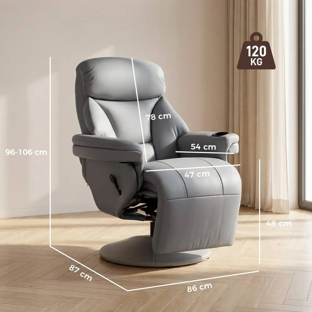 HOMCOM Upholstered Reclining Armchair with Adjustable Backrest, Grey 3