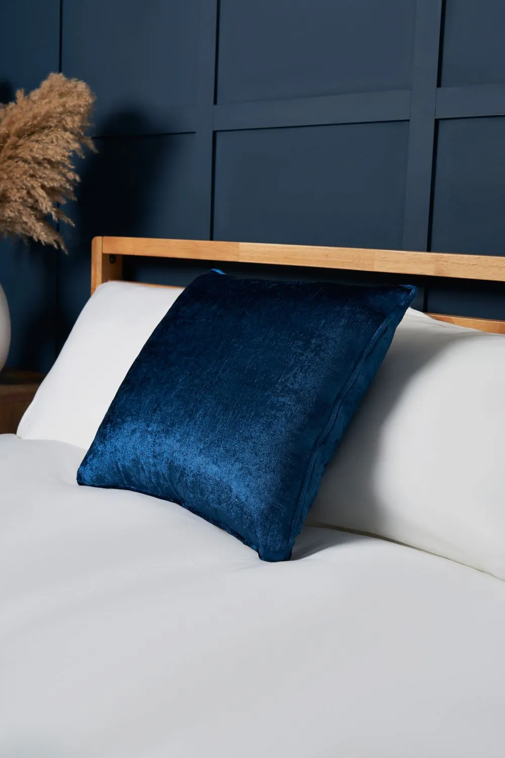 BHS Crushed Velvet Cushion in Navy