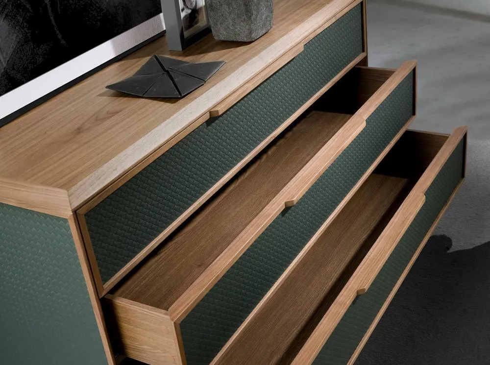 Angel Cerda Dark Green PVC Chest of Drawers with Walnut Legs 5