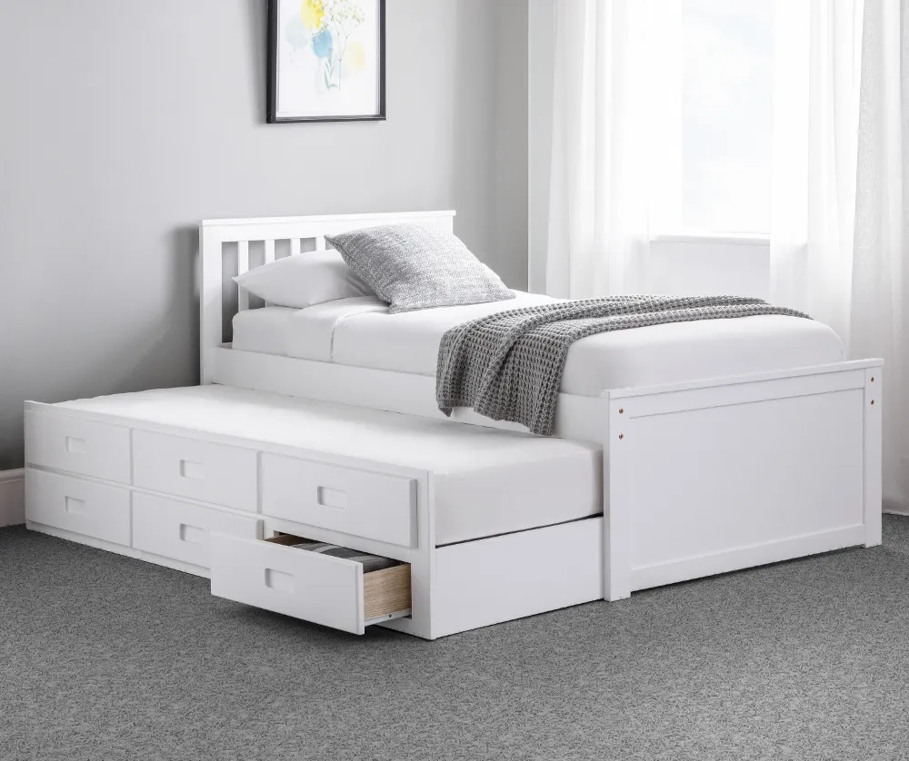 Maisie - Single - Captains Guest Bed - White - Wood - 3ft - Happy Beds 1