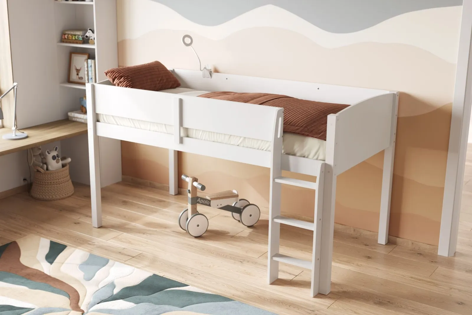 Flair Loop Mid Sleeper Cabin Bed in White