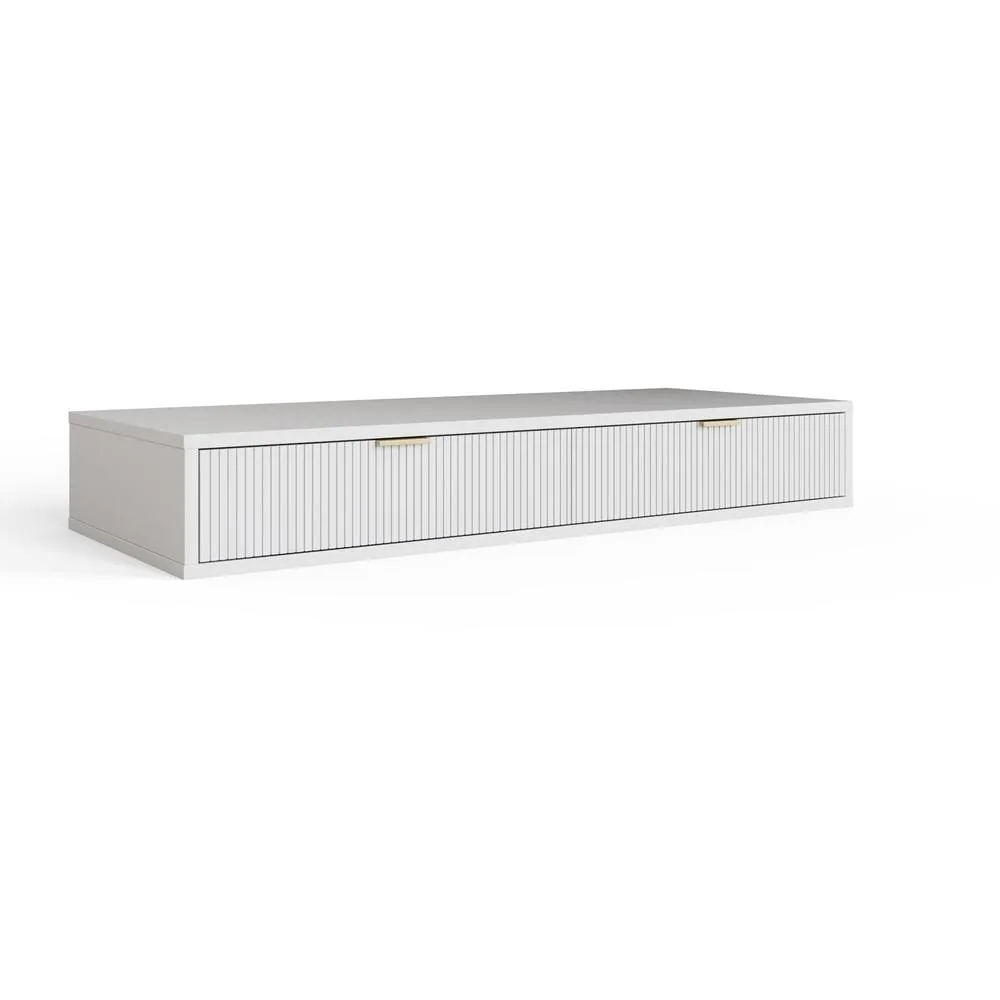 GFW Sienna Wall Mounted Dressing Table in White 2