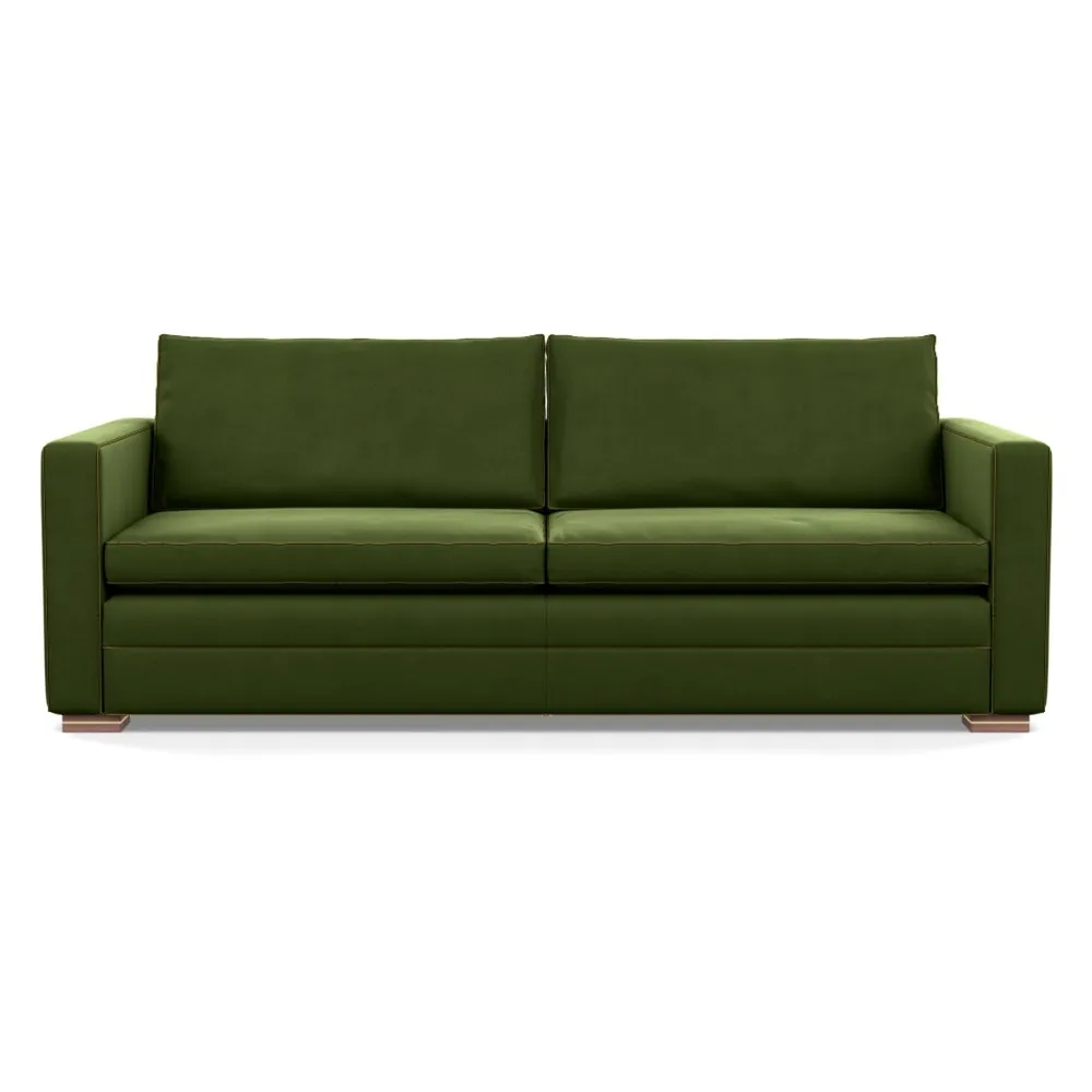 Heal's Palermo 4 Seater Sofa Nobilis Velvet Leaf Brass and Walnut Feet 1